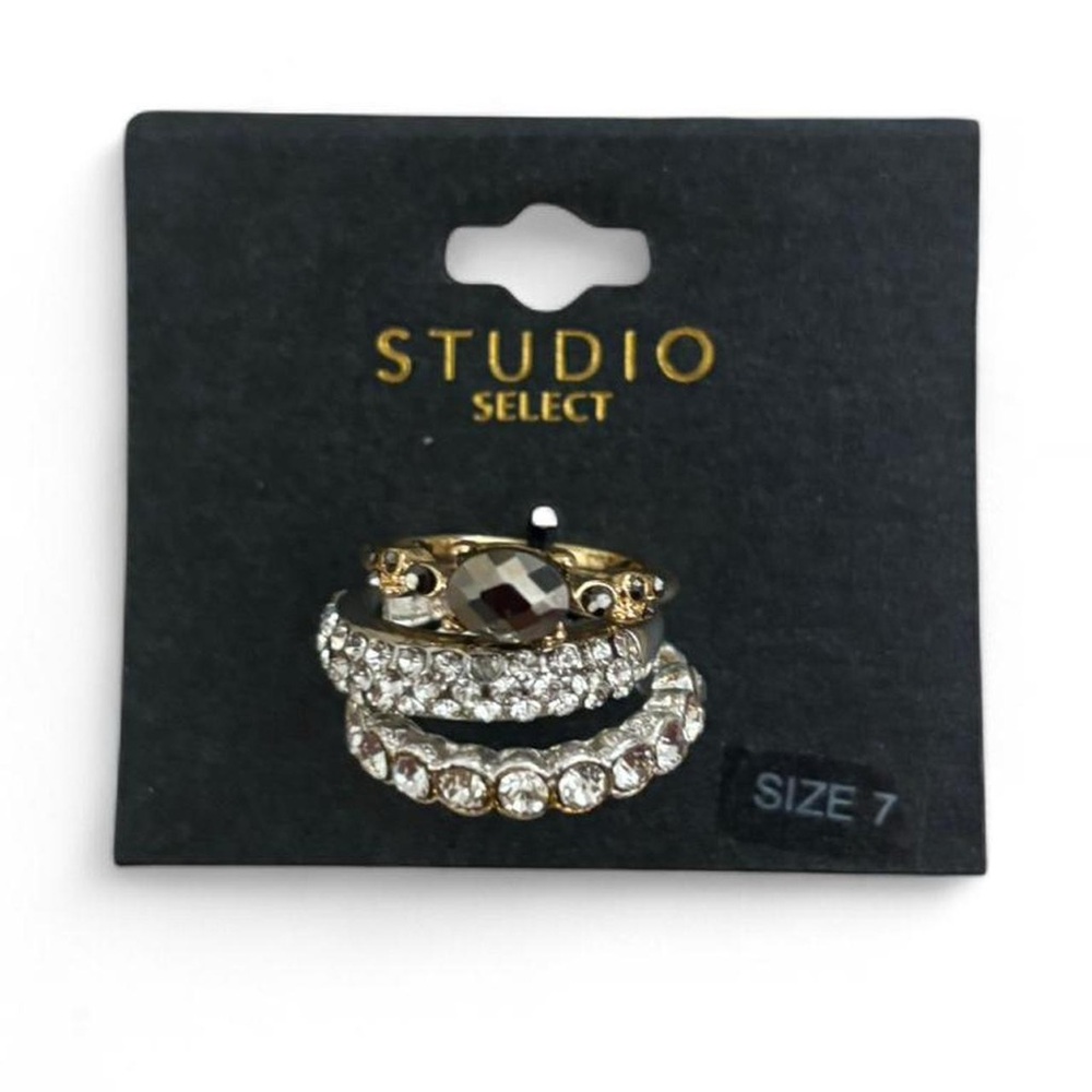 Gold and Silver Crystal Ring Set